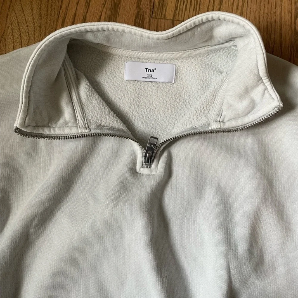 Aritzia TNA quarter half zip sweatshirt collar sweats crop XXS XS 00 0 2 cozy - Picture 2 of 6